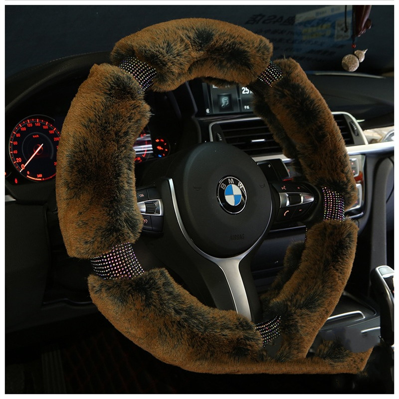 Winter Plush Car Steering Wheel Cover - Korea Diamond Fashion Cute Handle Accessory - Image 4