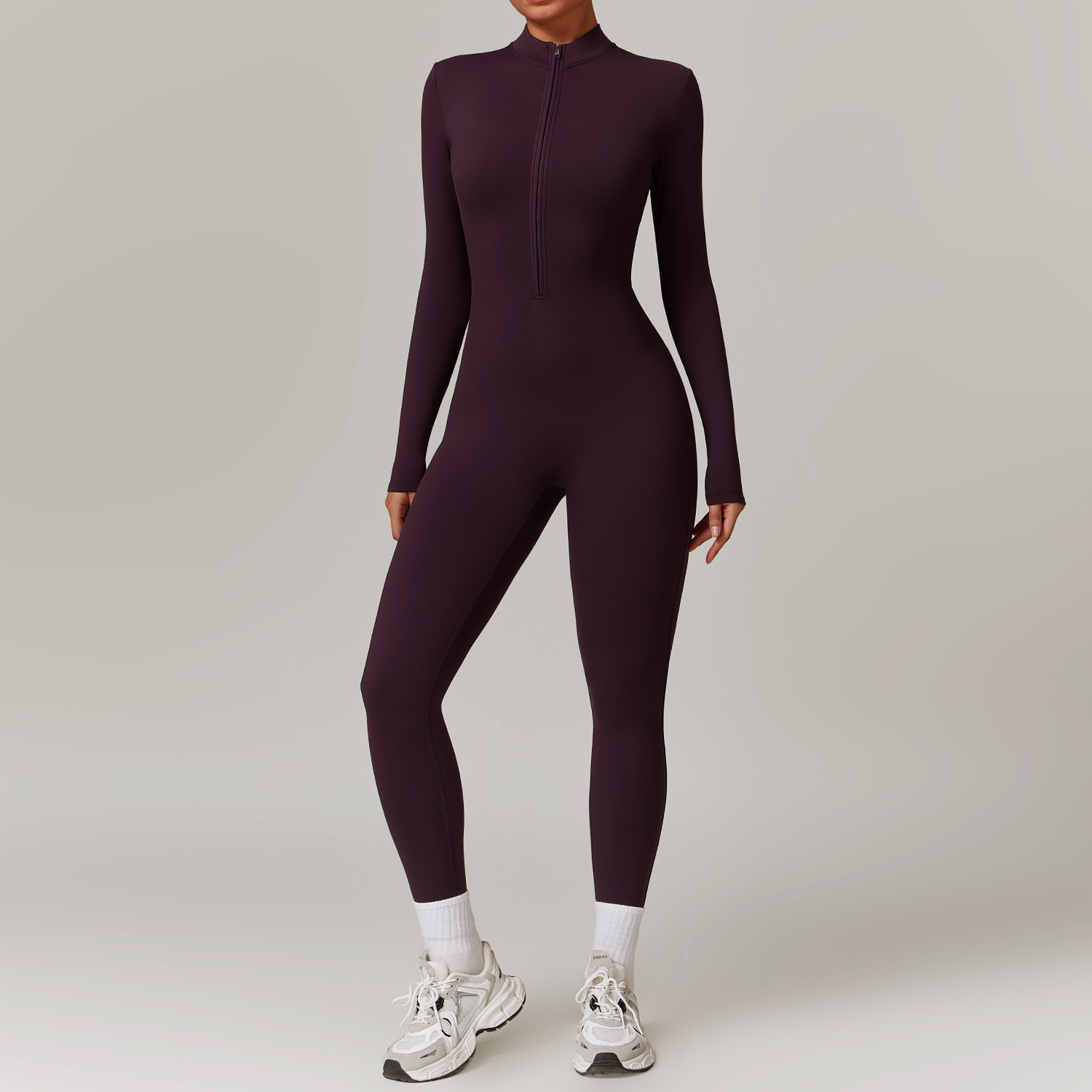 Warm Zipper Long-Sleeved Jumpsuit for Yoga & Fitness | Breathable Women's Bodysuit & Sports Pants