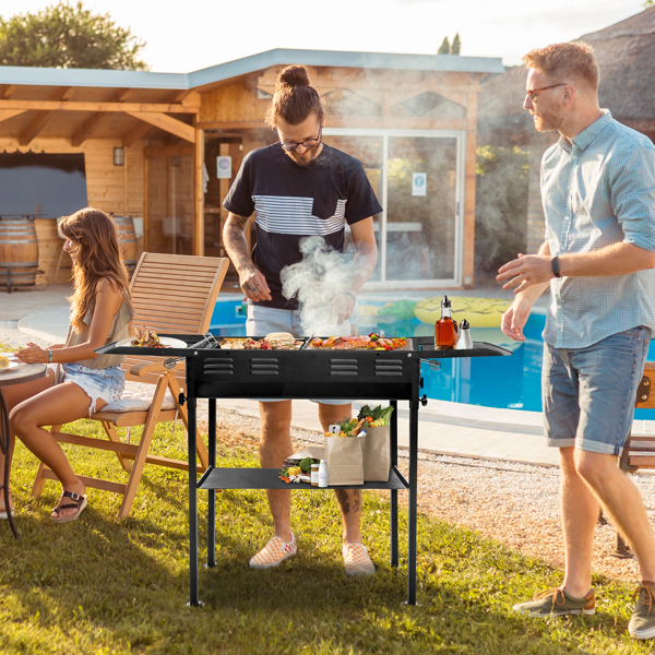 20.3x33x69.8cm Black Iron Rectangular Barbecue Grill for Perfect Grilling - Image 5