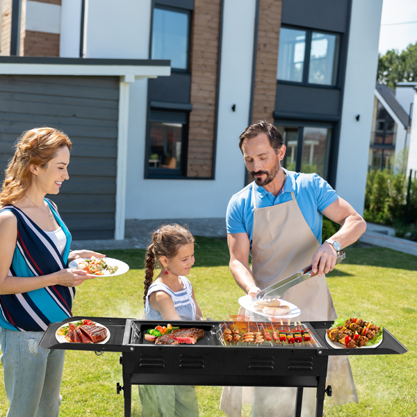 20.3x33x69.8cm Black Iron Rectangular Barbecue Grill for Perfect Grilling - Image 11