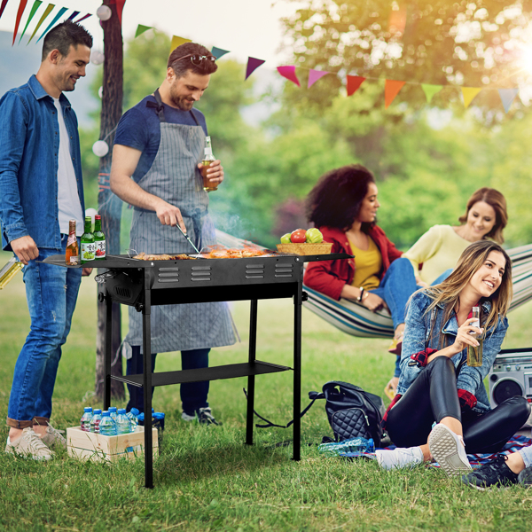 20.3x33x69.8cm Black Iron Rectangular Barbecue Grill for Perfect Grilling - Image 14