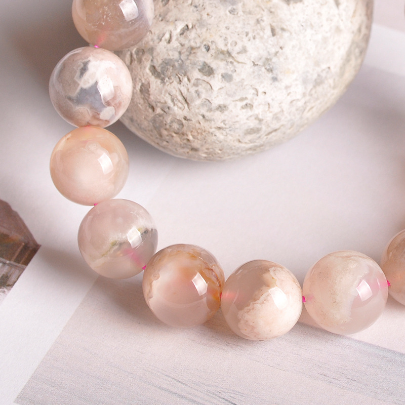 Cherry Blossom Agate Bracelet - Elegant Natural Stone Jewelry for All Occasions - Image 2