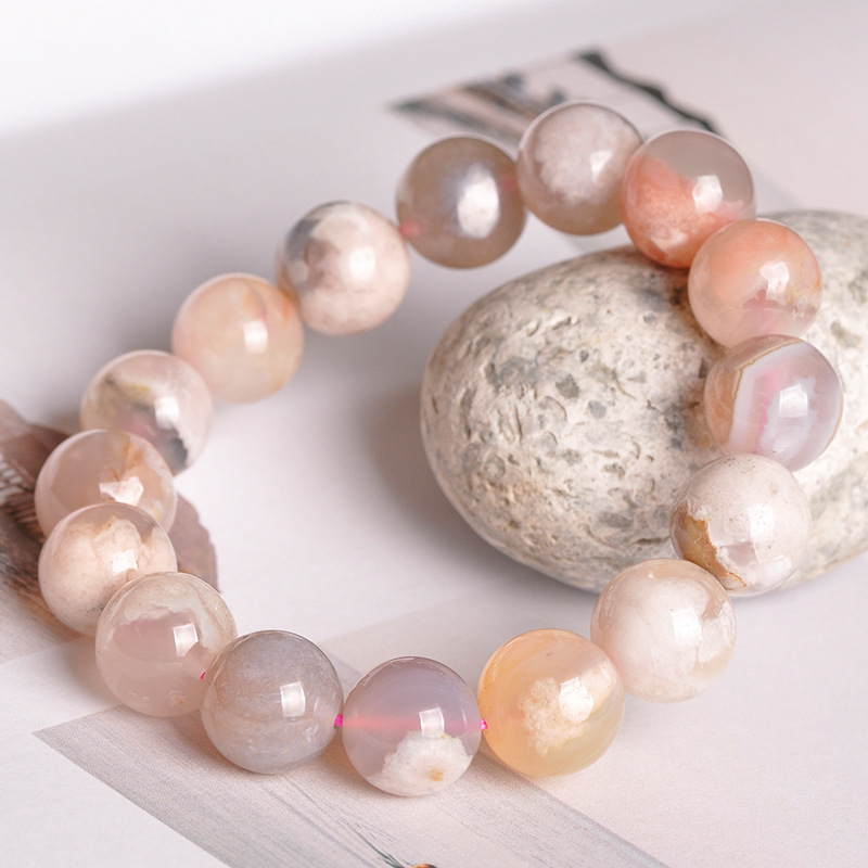 Cherry Blossom Agate Bracelet - Elegant Natural Stone Jewelry for All Occasions - Image 3