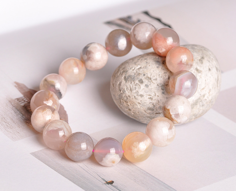 Cherry Blossom Agate Bracelet - Elegant Natural Stone Jewelry for All Occasions - Image 5