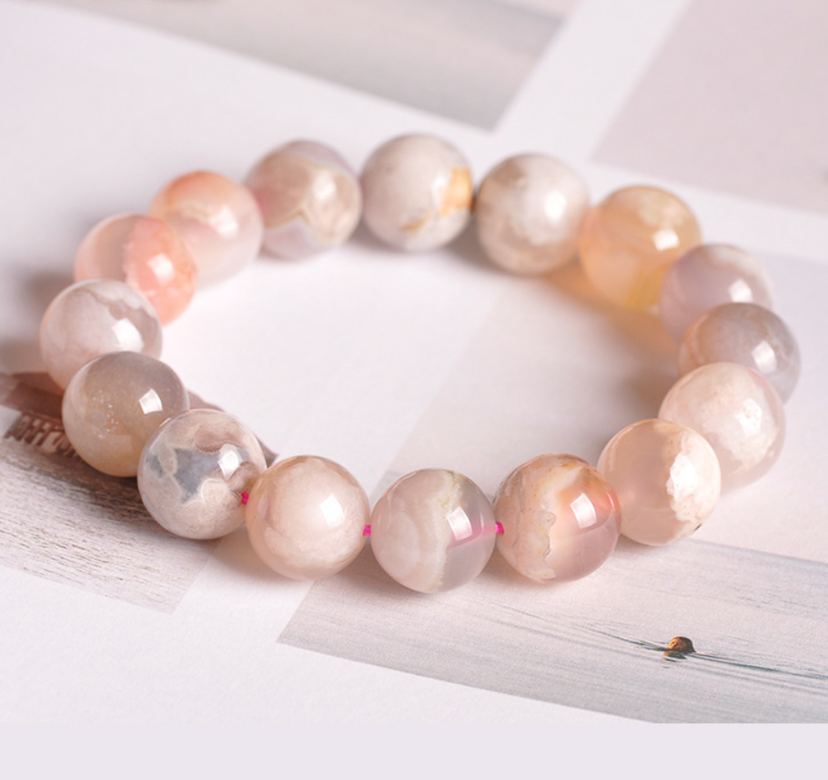 Cherry Blossom Agate Bracelet - Elegant Natural Stone Jewelry for All Occasions - Image 6