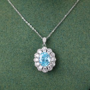 Elegant Ice Flower Blue 925 Silver Clavicle Chain Accessories for a Cool Look