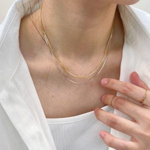 Titanium Steel Ultra-Fine Choker Necklace - Snake Bone Design for Women