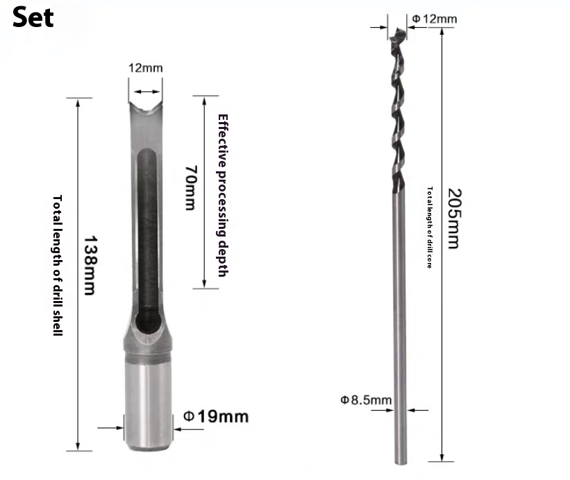 Woodworking Square Hole Drill & Square Tapper Tool for Precision Crafting - Image 3