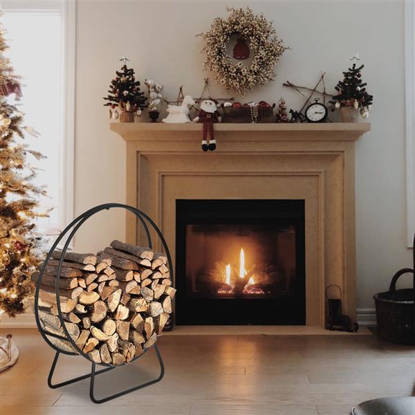 24-Inch Round Wrought Iron Fireplace Wood Stand for Indoor & Outdoor Use - Image 2