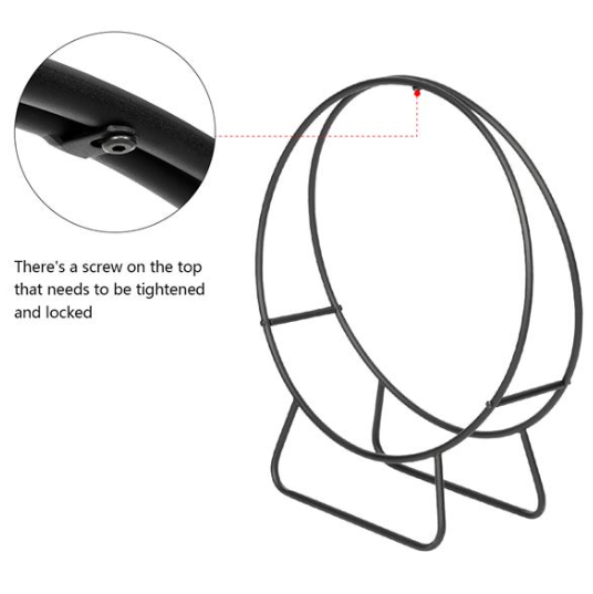 24-Inch Round Wrought Iron Fireplace Wood Stand for Indoor & Outdoor Use - Image 6