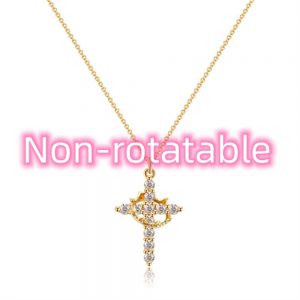 Fashion Jewelry Cross Full Diamond Crown Rotatable Necklace - Stunning & Elegant