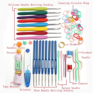 Handmade Wool Crochet Tool Set - Complete Combination Bag with Metal Aluminum Yarn Needle