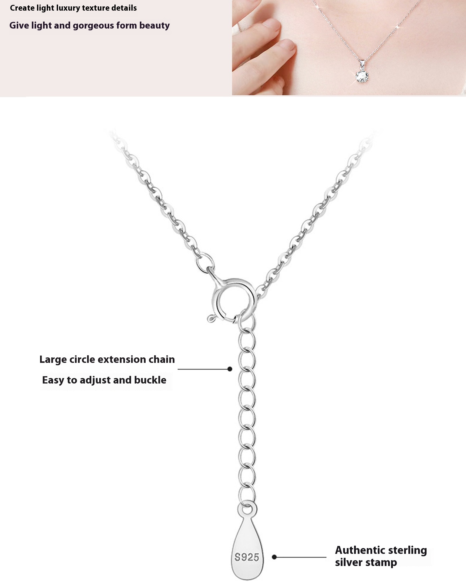 Versatile High-Quality Moissanite Six-Claw Pendant Clavicle Chain 925 Silver Necklace for Women