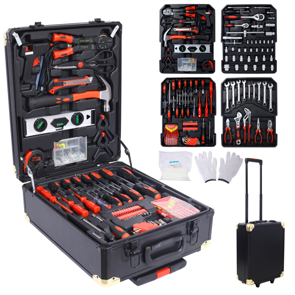 969 Piece Men's Home Repair Tool Set - Organized Tool Box with 4 Drawers & Rolling Storage for Universal Household Needs - Image 11