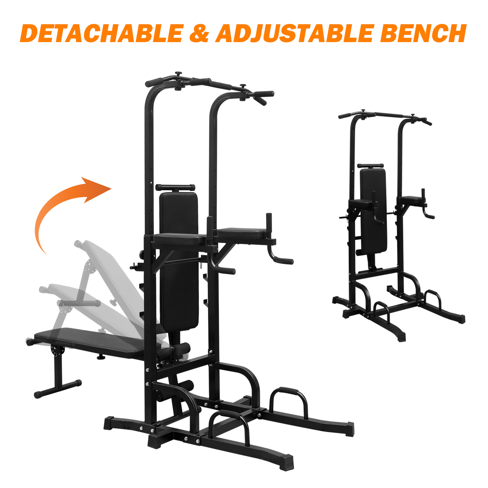 Power Tower Parallel Bar Station with Bench & Chin-Up Bar Holder for Strength Training - Image 12