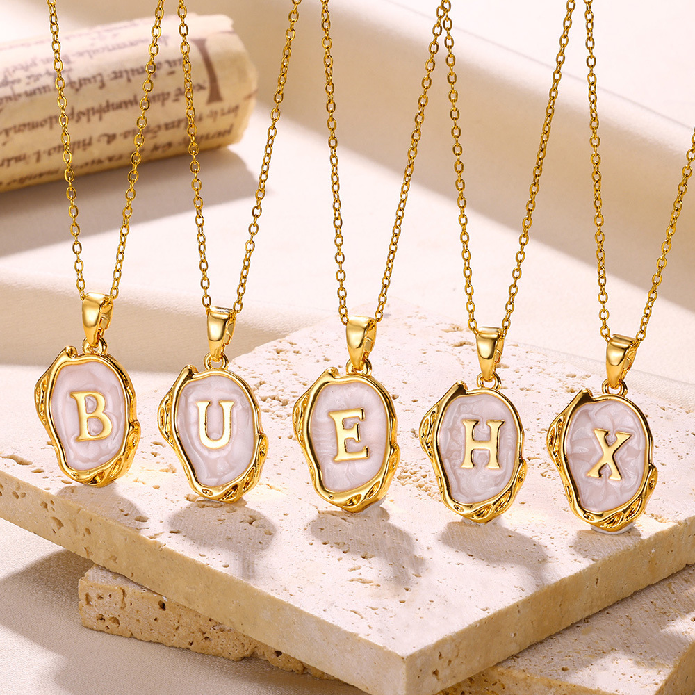 Elegant 3D Simple 26 Letters Drop Oil Necklace - Unique Personalized Jewelry - Image 23