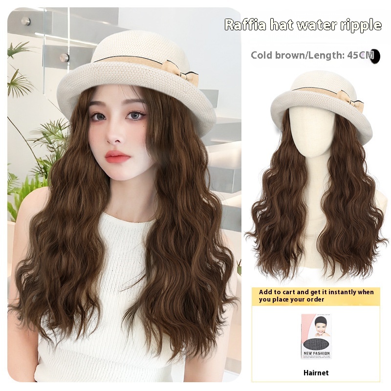 Stylish Summer Hat Wig for Women - Long Hair Fashion Accessory - Image 3