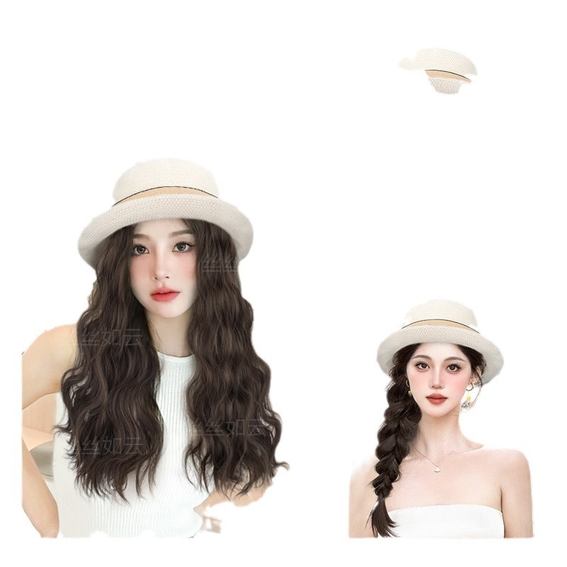 Stylish Summer Hat Wig for Women - Long Hair Fashion Accessory - Image 4