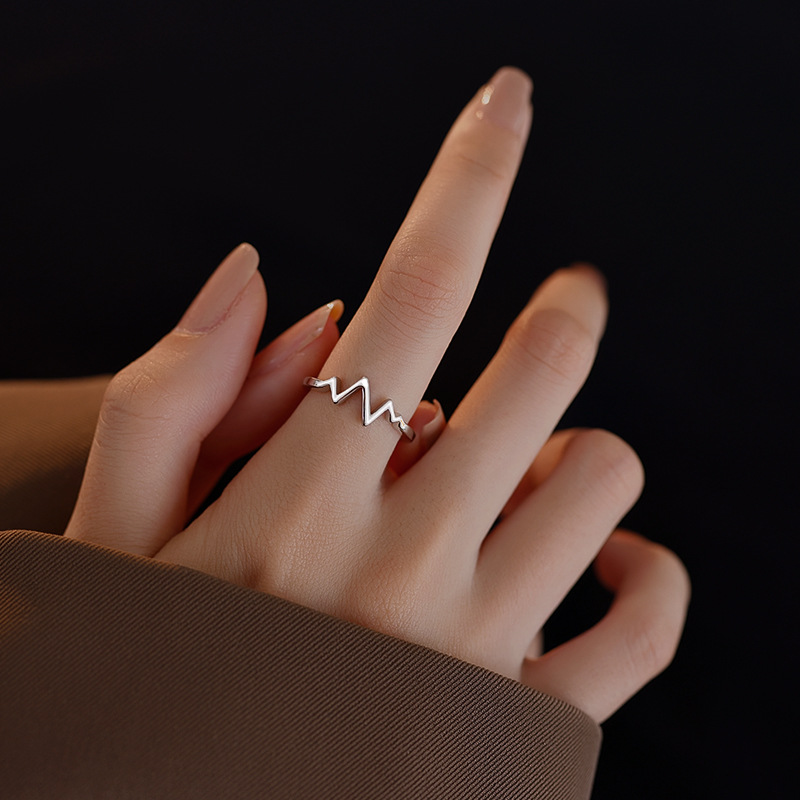 High-end Fashion Personalized Heartbeat ECG Index Finger Ring - Unique Design for Special Interests - Image 2