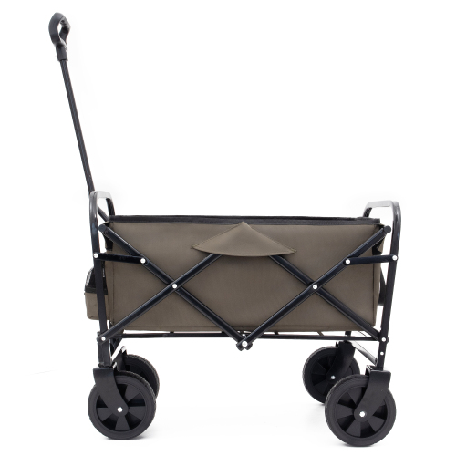 Minimeetall Heavy Duty Collapsible Beach Wagon Cart - Multi-Use Utility Cart with 3 Plastic Liner Bags, Olive Green - Image 2