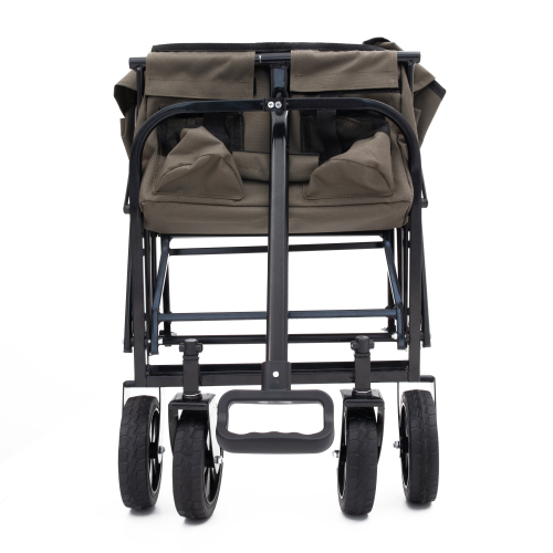 Minimeetall Heavy Duty Collapsible Beach Wagon Cart - Multi-Use Utility Cart with 3 Plastic Liner Bags, Olive Green - Image 7