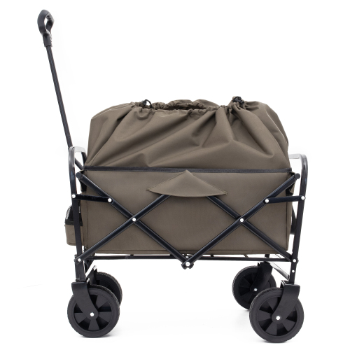 Minimeetall Heavy Duty Collapsible Beach Wagon Cart - Multi-Use Utility Cart with 3 Plastic Liner Bags, Olive Green - Image 13