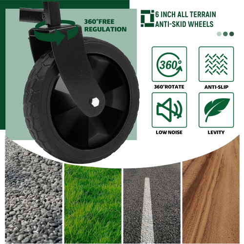 Minimeetall Heavy Duty Collapsible Beach Wagon Cart - Multi-Use Utility Cart with 3 Plastic Liner Bags, Olive Green - Image 23