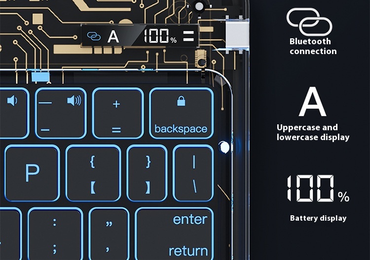 360-Degree Swivel Clear Keyboard Case for iPad Smart Trackpad - Bluetooth-Compatible with Pen Slot - Image 4