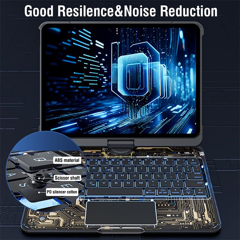 360-Degree Swivel Clear Keyboard Case for iPad Smart Trackpad - Bluetooth-Compatible with Pen Slot - Image 19