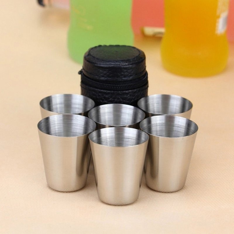 Durable 30 Ml Stainless Steel Insulated Outdoor Carry Tass-Free PU Leather Cup Cover - Image 5