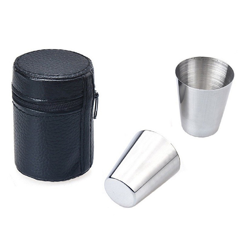 Durable 30 Ml Stainless Steel Insulated Outdoor Carry Tass-Free PU Leather Cup Cover - Image 7