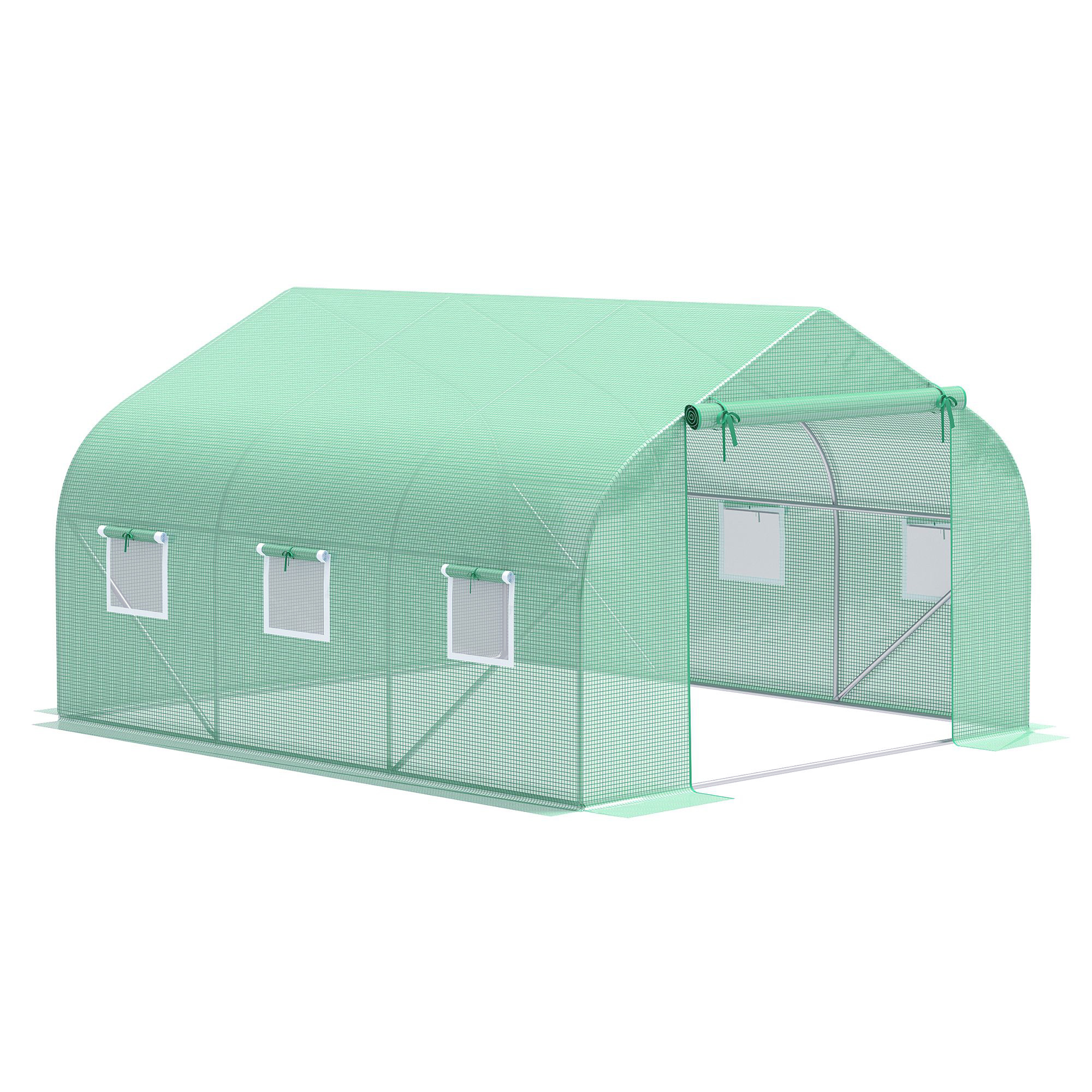 Outdoor Walk-In Tunnel Greenhouse 11.5 X 10 X 6.5 with Roll-Up Windows & Zippered Door - Durable PE Cover in Green - Image 3