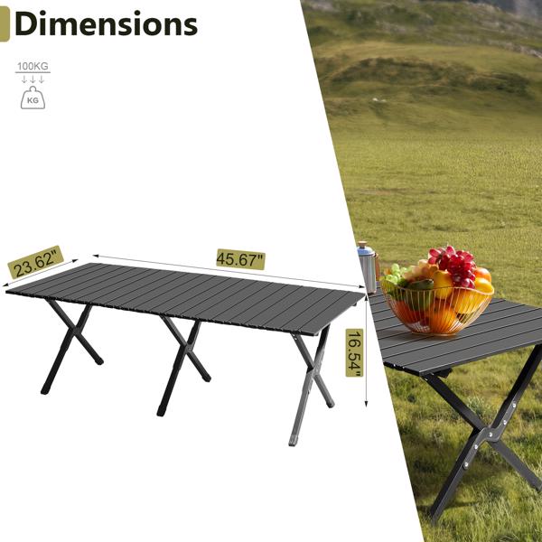 116X60X42cm Black Portable Camping Roll Table - Lightweight & Durable - Image 6