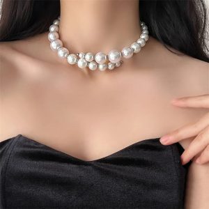 Elegant Open Size Pearl Collar Necklace for Women - Stylish Jewelry