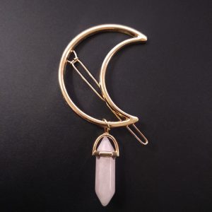 Moon Natural Stone Hexagonal Gemstone Hairpin - Elegant Hair Ornament