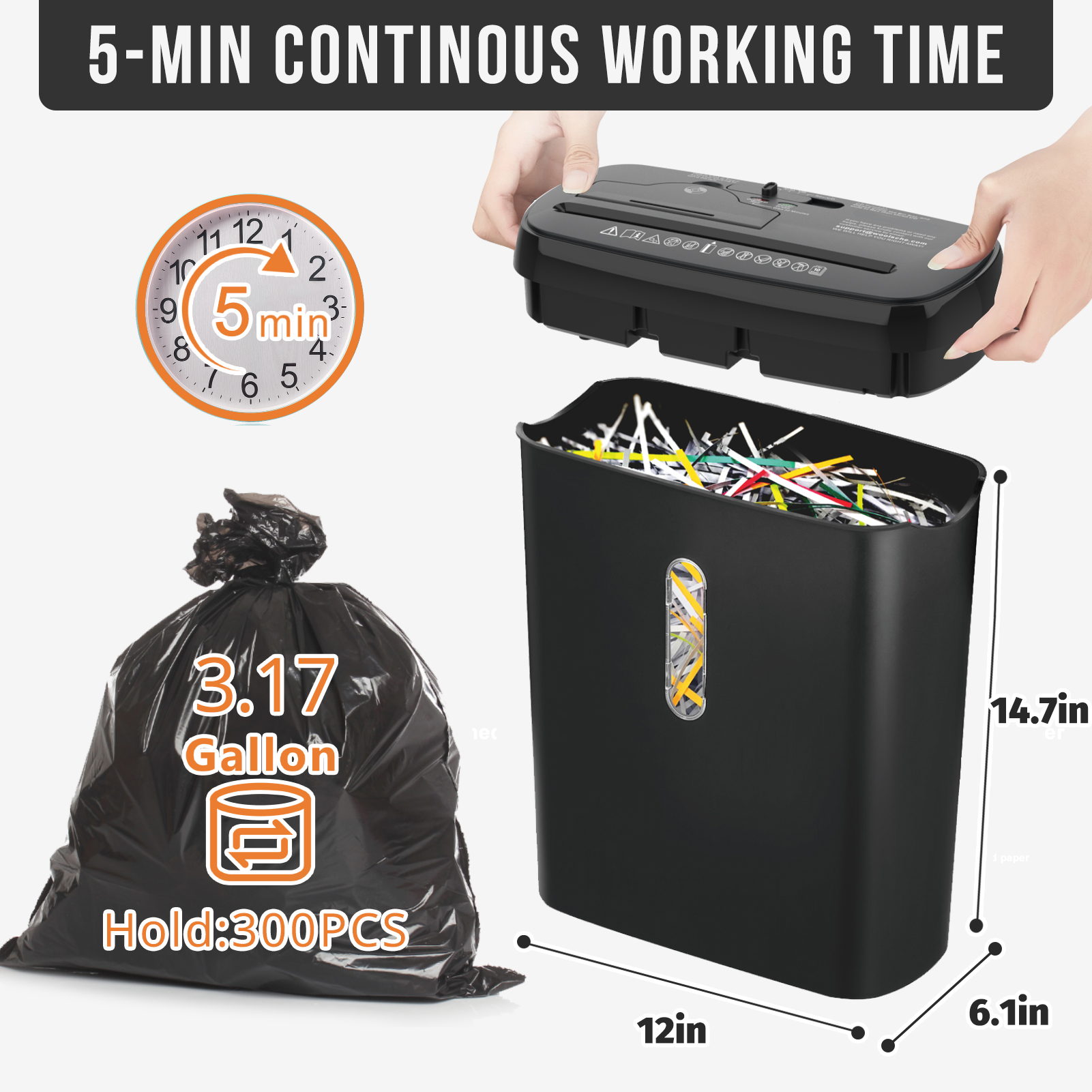 10-Sheet Paper Shredder, P-2 Security Level, 3.17-Gallon Basket, CD & Credit Card Shredding, Fast Anti-Jam System, Durable & ETL Certified for Home Office, FBA Ship - Image 3