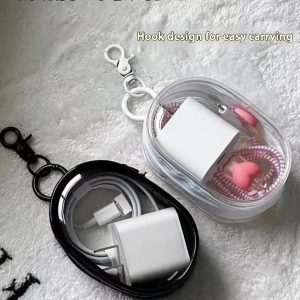Transparent Data Cable Storage Bag for Digital Chargers - Organize with Ease!