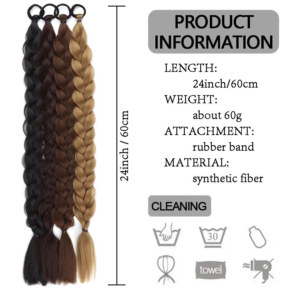 24-inch Women's Braid Hair Ring for Horse Tail - Durable Rubber Band Strip - Image 10