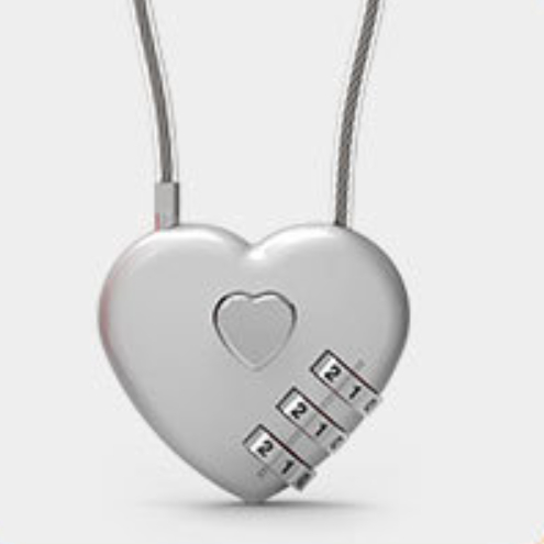 Peach Heart Long Wire Rope Love Lock - Perfect for Romantic Keepsakes