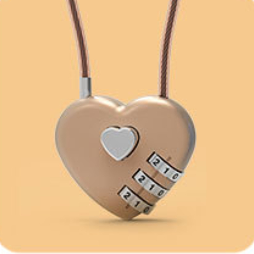 Peach Heart Long Wire Rope Love Lock - Perfect for Romantic Keepsakes - Image 4