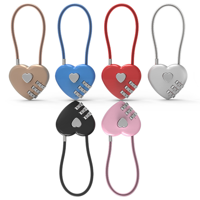 Peach Heart Long Wire Rope Love Lock - Perfect for Romantic Keepsakes - Image 8