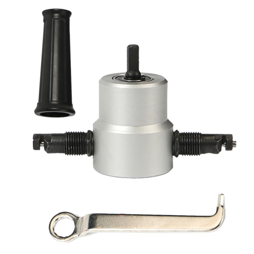 Double Head Sheet Metal Nibbler Saw Cutter - Power Drill Attachment Tool for Precision Cutting