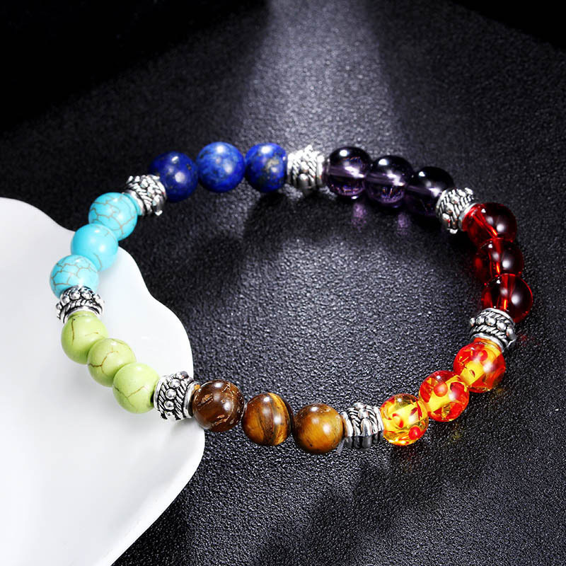 Colorful Chakra Energy Yoga Bracelet Made with Natural Stone - Image 2