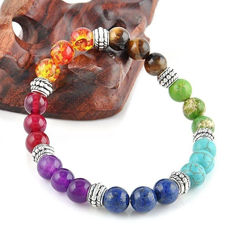 Colorful Chakra Energy Yoga Bracelet Made with Natural Stone - Image 3