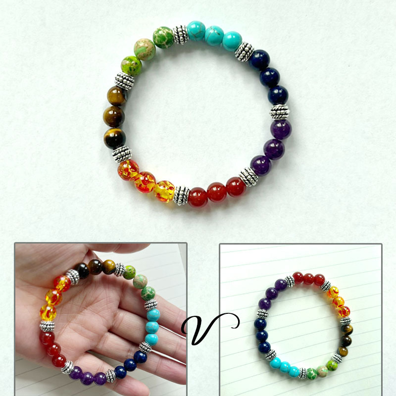 Colorful Chakra Energy Yoga Bracelet Made with Natural Stone - Image 5