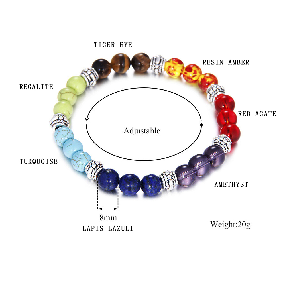 Colorful Chakra Energy Yoga Bracelet Made with Natural Stone - Image 12