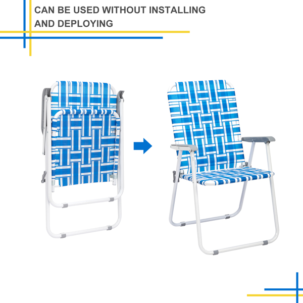2-Pack Blue and White Striped Beach Chairs for Ultimate Comfort - Image 2