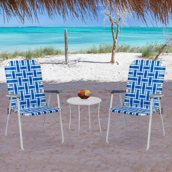 2-Pack Blue and White Striped Beach Chairs for Ultimate Comfort - Image 9