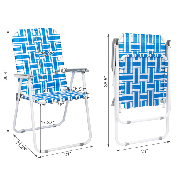 2-Pack Blue and White Striped Beach Chairs for Ultimate Comfort - Image 10