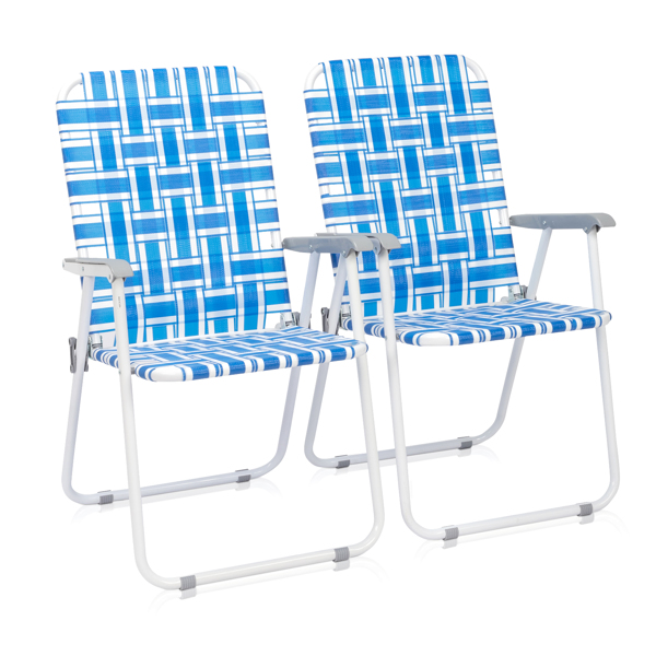 2-Pack Blue and White Striped Beach Chairs for Ultimate Comfort - Image 11